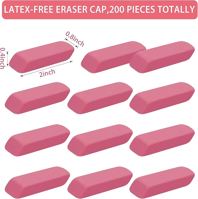 200 Pack Pink Erasers Bulk Latex-Free Soft Erasers Pencil Erasers for Kids Teachers and School and Office Supplies-DeskLoop Office