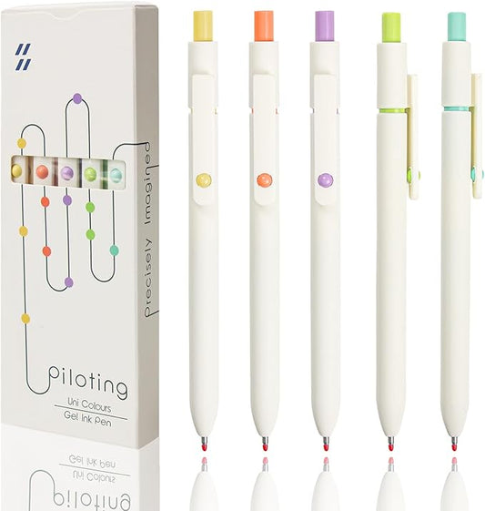 5 Pcs Colorful Gel Pens,0.5mm Fine Point for Journaling Note Taking Writing, Quick Dry Black Ink Pens for Office School Supplies Gifts for Women Teacher Students (White)-DeskLoop Office