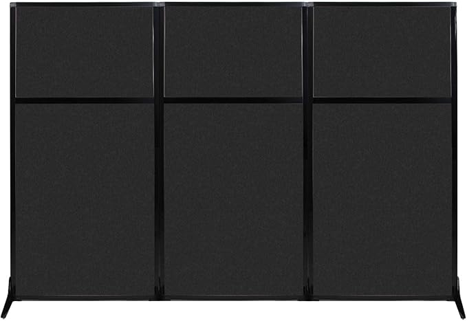 Versare Office Workstation Screen | Portable Wall Divider | Modern Cubicle | Freestanding Privacy Screen | Flexible Work Space | 3 Panels | 99" Wide x 70" Tall Black SoundSorb Panels-DeskLoop Office