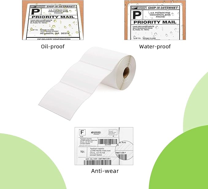 4" x 3" Direct Thermal Labels, Thermal Printer Labels for Shipping Address Barcodes, Thermal Stickers Compatible with Zebra, Rollo, Munbyn Thermal Labels Printers (12 Rolls, 500 Labels/Roll)-DeskLoop Office