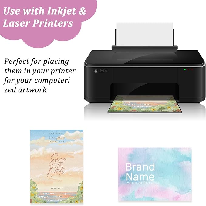 200 Sheets Linen Cardstock 5 x 7 Invitation Cardstock Heavy Weight Printer Paper 92lb 250GSM Index Cards for Printer Cover Postcards Blank Note Greeting-DeskLoop Office