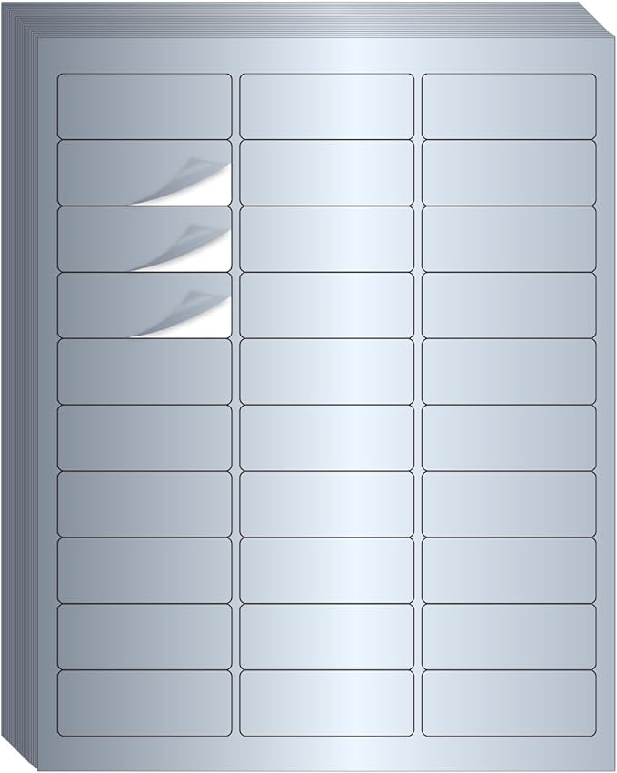 1" x 2-5/8" Address Labels- Matte Silver Mailing Labels Stickers for Laser/Inkjet Printer-Permanent Adhesive Stickers-DeskLoop Office