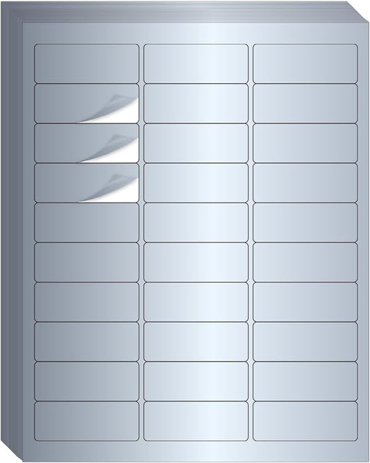 1" x 2-5/8" Address Labels- Matte Silver Mailing Labels Stickers for Laser/Inkjet Printer-Permanent Adhesive Stickers-DeskLoop Office