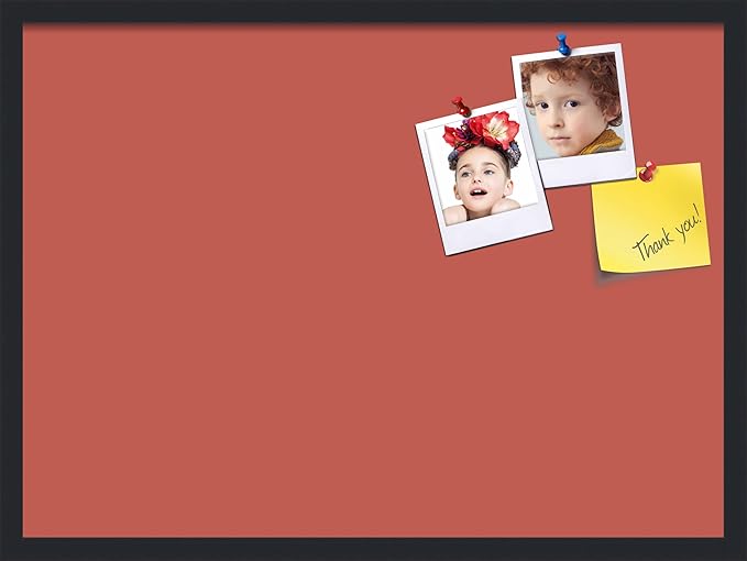 PinPix 30x22 Inch Cork Bulletin Board. This Decorative Framed Pin Board Comes with Crimson Pastel Design and a Satin Black Frame. Ideal for Home Office Decor or Message Board (PinPix-1807)-DeskLoop Office