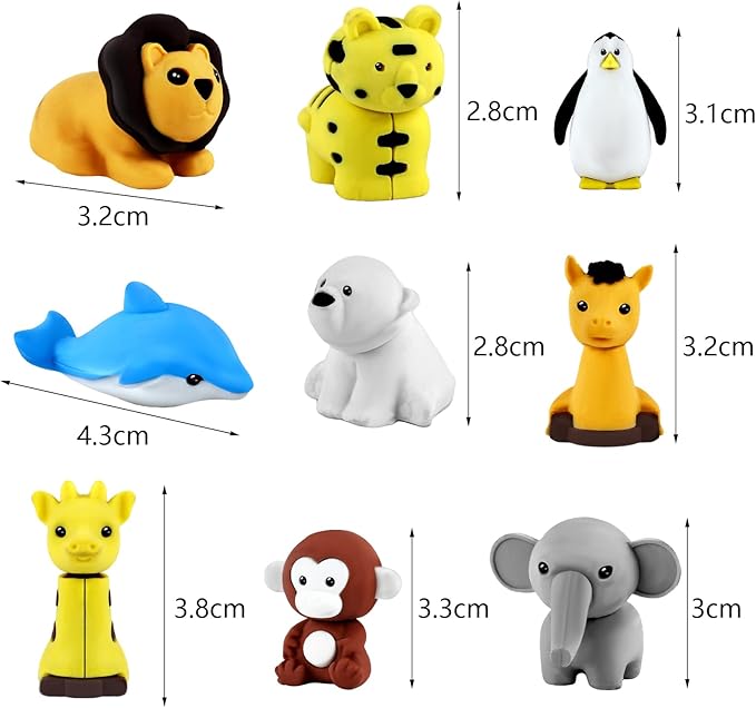 64Pcs Animal Erasers Bulk Cute Desk Pets Kids Puzzle Erasers Take Apart Cool 3D Eraser Mini Pencil Eraser Fun Party Favors for School Supplies Classroom Rewards Easter Egg Fillers Gifts-DeskLoop Office