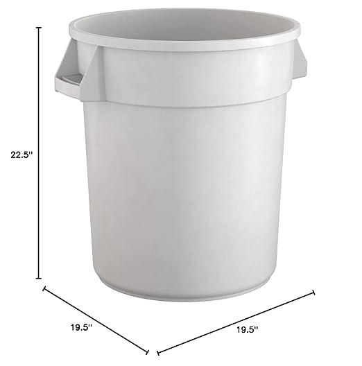 20 Gallon White Round Commercial Trash Can-DeskLoop Office