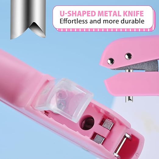 Single Hole Punch, with 30 Pcs Loose Leaf Binder Rings, 1/4" Hole Punches, 50% Labor Savings, Paper Hole Puncher, 15 Sheet Capacity, for Paper Cards Plastic Cardboard, Lightweight, Pink-DeskLoop Office