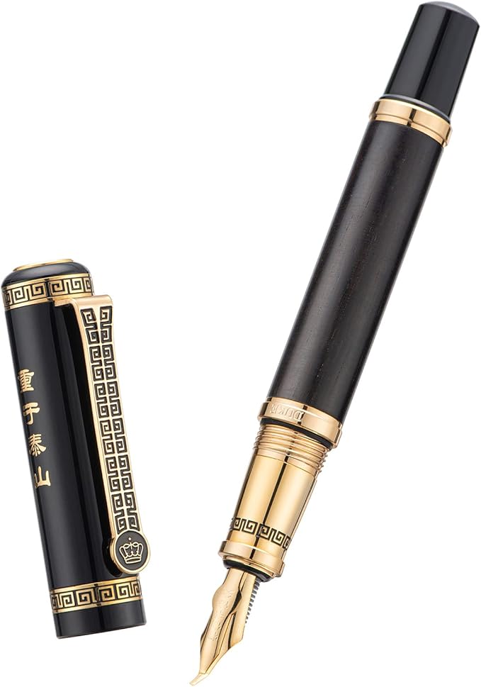 Lanxivi Duke Fude Pen Bent Nib Ebony, Sima Qian Memorial Fountain Pen Medium to Broad Art Drawing Calligraphy Handwriting Pen-DeskLoop Office