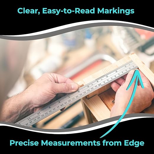 NOKKO Metal Ruler 18 Inch - Pack of 10 - Stainless Steel Ruler Set with Straight Edge Rulers - Precise Metric & Imperial Measurements - Ideal for School, Office, Woodworking & Craft Projects-DeskLoop Office