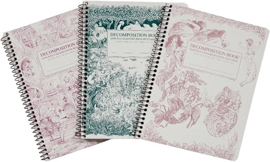 Decomposition 3-Pack Whimsical Garden College Ruled Spiral Notebook - 9.75 x 7.5 Journal, 160 Lined Pages - 100% Recycled Paper - Notebooks for School Supplies, Home & Office - Made in USA-DeskLoop Office