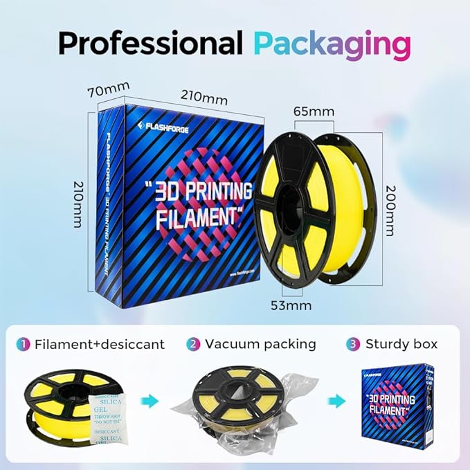 FLASHFORGE Rapid PLA Filament 1.75mm, High Flow Speedy 3D Printer Filament, Experience Exceptional Performance with 500mm/s High-Speed Printing, Neatly Wound & Top-Notch Filament (Nero Yellow)-DeskLoop Office