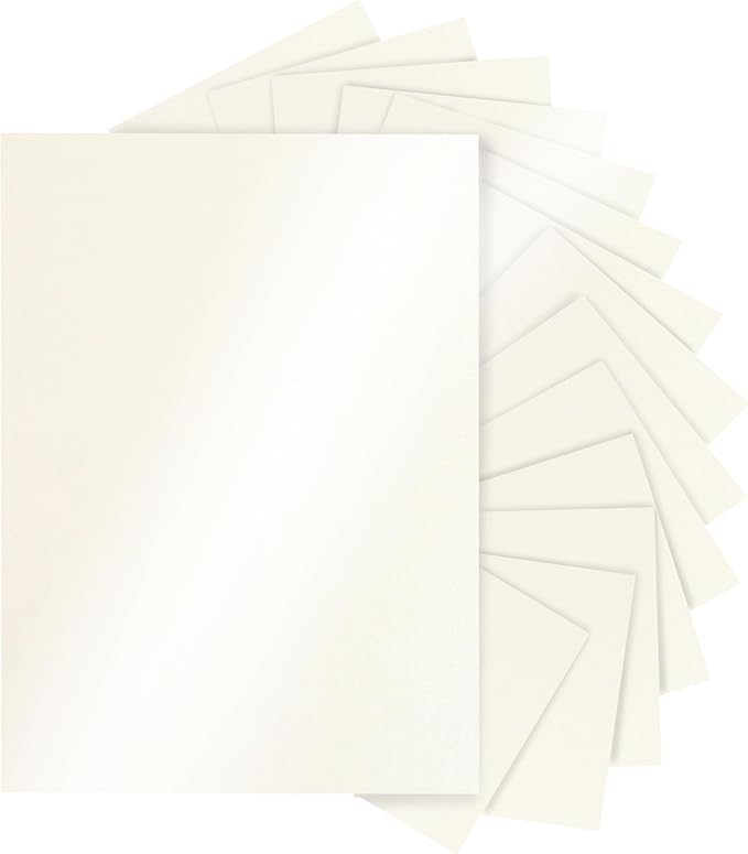 120 Sheets Cream Shimmer Cardstock 8.5 x 11 Off White Paper, 250gsm/92lb Premium Glossy Paper Card Stock for DIY Cards Making, Wedding Invitations, Anniversaries, Business Cards, Menus-DeskLoop Office