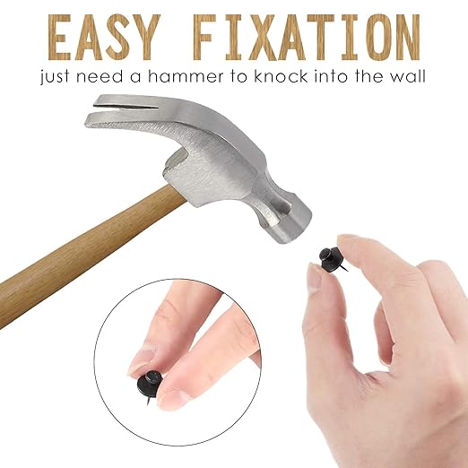 Push Pins Picture Hangers Double Headed Thumb Tacks Wall Hooks for Wall Hangings Picture Hangers Nails Small Photo Hanging Hook Pins for Home Office Photo Decor(Black,80 Pieces)-DeskLoop Office