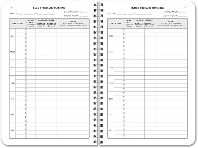 BookFactory Blood Pressure Log Book - Medical Tracking Notebook, 104 Pages (6x9 inches) LOG-104-69CW-PP-DeskLoop Office