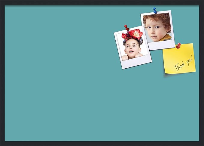 PinPix 40x28 Inch Cork Bulletin Board. This Decorative Framed Pin Board Comes with Aqua Pastel Design and a Satin Black Frame. Ideal for Home Office Decor or Message Board (PinPix-1806)-DeskLoop Office