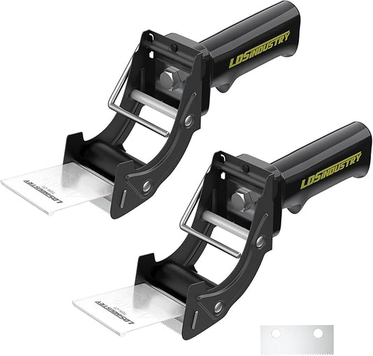 2 Pcs Rapid-Replace Packing Tape Dispenser Guns with Extra Blade, 2IN(50mm) Lightweight Ergonomic Industrial Handheld Heavy Duty Tape Cutter for Carton, Packaging and Box Sealing Black-DeskLoop Office