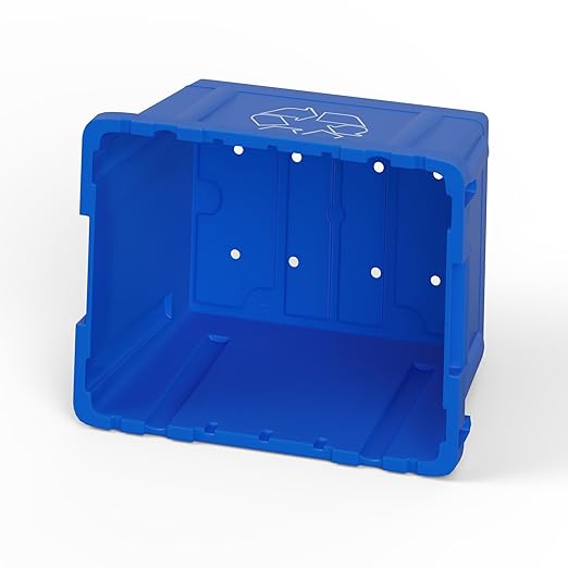 14 Gallon Rectangular Blue Recycling Bin | 2 Pack | Inside Outside Curbside | Stackable Box for Paper Plastic-DeskLoop Office