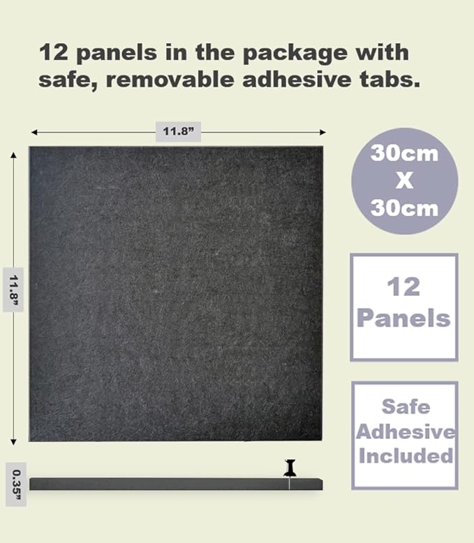 Large Cork Board Alternative - 12-Pack Felt Wall Tiles with Safe Removable Adhesive Tabs, Cork Wall Tiles Bulletin Board Home Office Essentials -DeskLoop Office