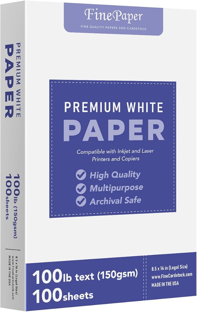 Bright White Paper - Multipurpose Office Print Writing Copy - Flyers, Posters, Design Proposals, Business Documents | 8.5 x 14 | 100lb Text (40lb Bond) | Acid Free Paper | 100 Sheets per Pack-DeskLoop Office