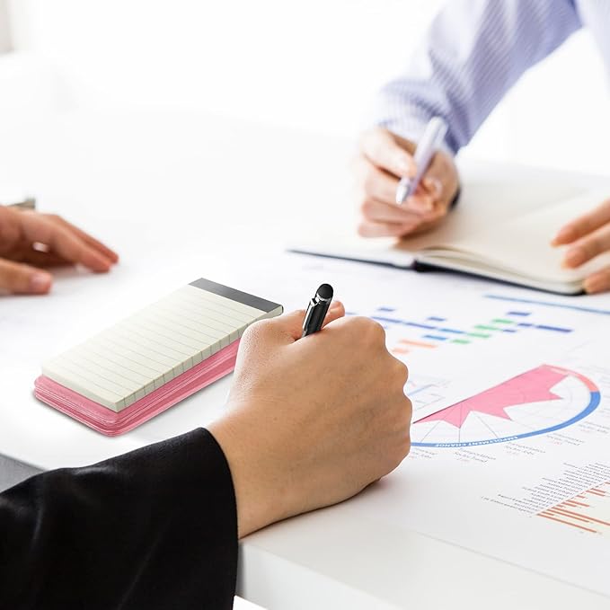 Outus 10 Pcs Pocket Notebook with Pen Set Included Mini Pocket Notepad Holder with 50 Lined Sheets, Metal Pen, 8 Pcs 3 x 5 Inch Memo Book Refills, 30 Lined Paper Per Note Pad (Pink)-DeskLoop Office