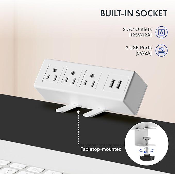 FLEXISPOT EN2 Whole-Piece Standing Desk with Clamp Power Strip, 60 x 24 Electric Stand Up Height Adjustable Desk with Cable Management (White Frame + 60" Maple Top, 2 Packages)-DeskLoop Office
