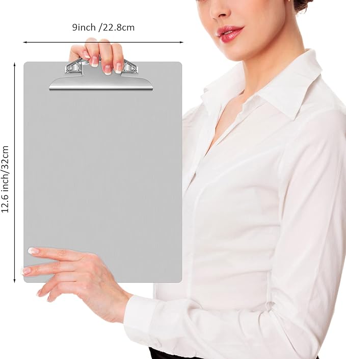 2 Pcs Metal Clipboard Heavy Duty Aluminum Clipboards 12 x 9 Inch Metal Clip Board with Low Profile Clip A4 Letter Size Document Holder for Office School Medical Jobsite Laboratory-DeskLoop Office