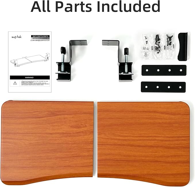 suptek Keyboard Tray Under Desk Pull Out with C Clamp Mount, Computer Keyboard & Mouse Tray, 25.6 (30 Including Clamps) x 11.8 inch Slide-Out Platform Computer Drawer for Typing, Dark Wood, DSF1SM-DeskLoop Office