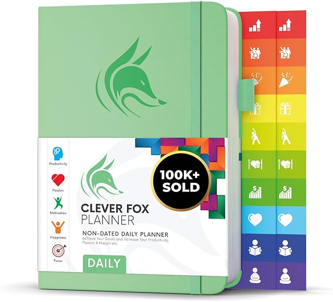Clever Fox Daily Planner – Undated Planning Notebook with Hourly Schedule & To-Do List – Personal Day Task & Work Organizer, 6 Months (Mint Green)-DeskLoop Office