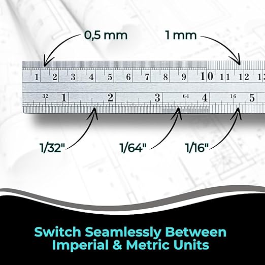 NOKKO Metal Ruler 18 Inch - Pack of 10 - Stainless Steel Ruler Set with Straight Edge Rulers - Precise Metric & Imperial Measurements - Ideal for School, Office, Woodworking & Craft Projects-DeskLoop Office