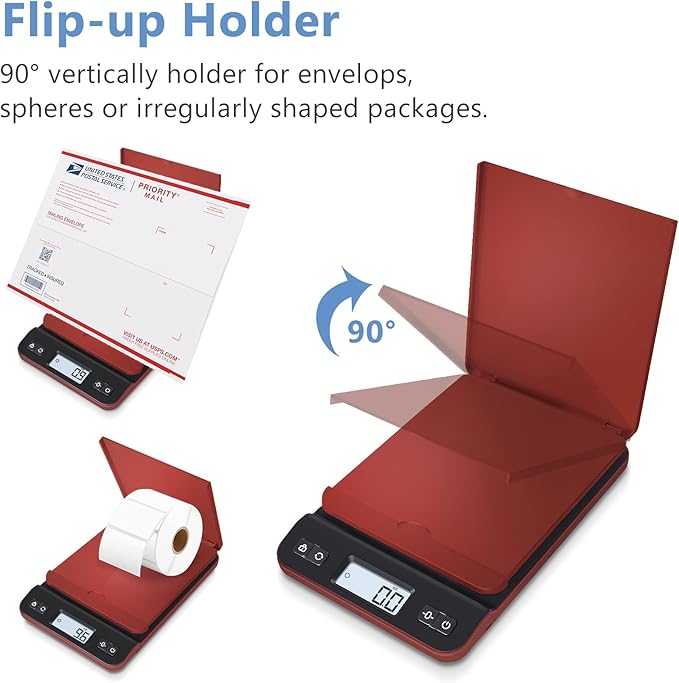 QP Shipping Scale, 86lb/0.1oz Digital Scale for Packages, Postal Scale with Hold/Tare Function, Back-lit LCD Display, Flip-up Holder, Shipping Scale for Small Business, Battery & Tape Measure Included-DeskLoop Office