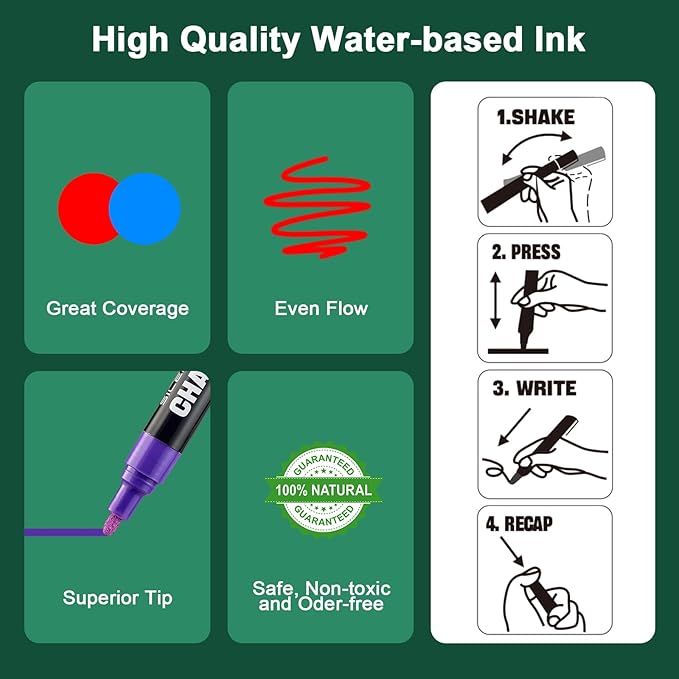 SILENART Chalk Markers - Vibrant 8 Pack - Dry Erase Markers Pen - Liquid Chalk Markers for Blackboard Chalk Board Windows Glass Acrylic Calendar Board - Erasable Chalk Marker (Red)-DeskLoop Office