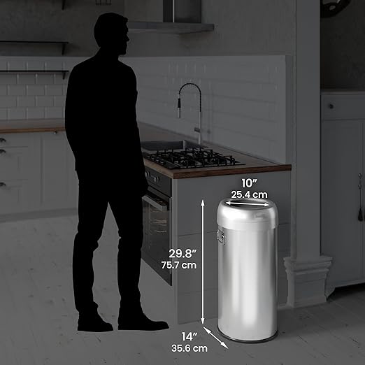 iTouchless Dual-Deodorizer Trash Can and Recycle Bin, Stainless Steel Commercial Grade Large 10 Inch, Home, Restaurant, Restroom, Office, 16 Gallon / 61 Liter, Open Top, Round-DeskLoop Office