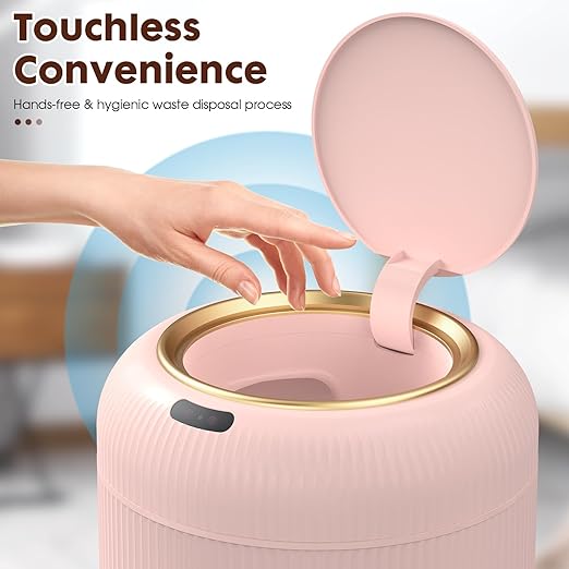 Procade Automatic Motion Sensor Bathroom Trash Can with Lid, 3 Gallon Touchless Trash Bin, Smart Plastic Garbage Can, Mini Pink Wastebasket for Toilet, Office, rv, Bedroom, Living Room-DeskLoop Office