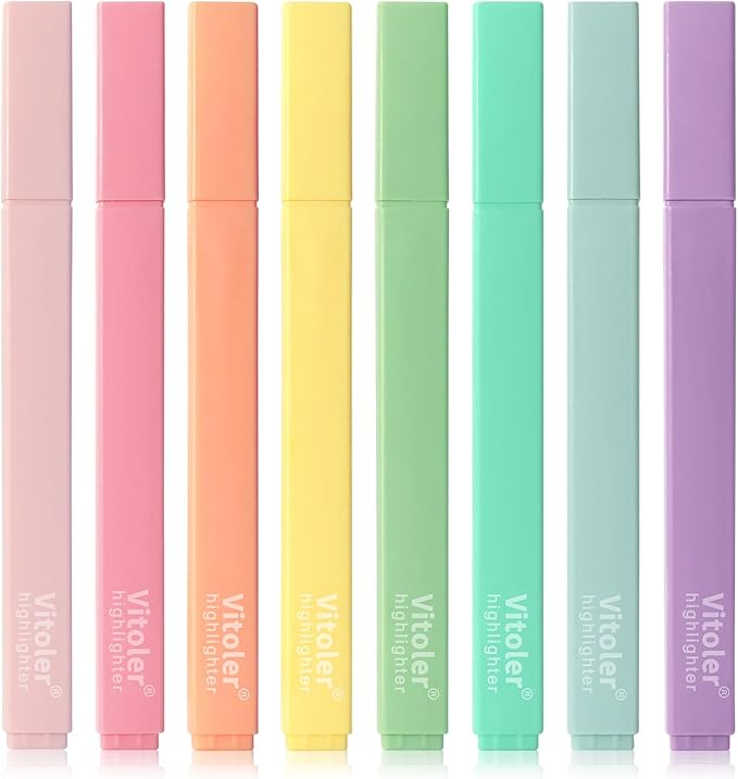 Bible Highlighters,Aesthetic Cute Highlighters Bulk,8pcs Colorful Highlighter Markers No Bleed for Office School Supplies-DeskLoop Office