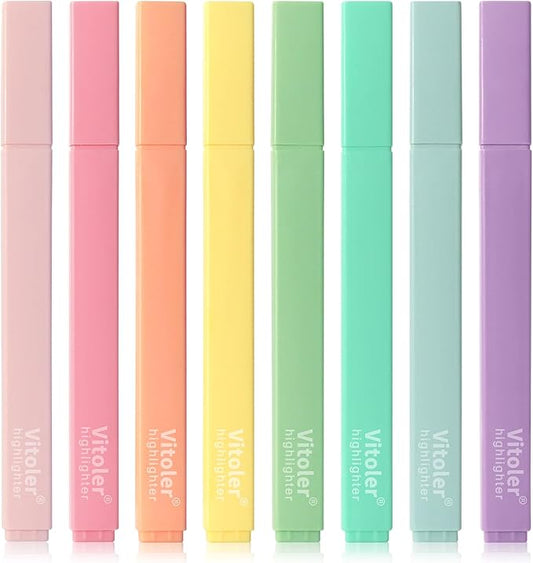 Bible Highlighters,Aesthetic Cute Highlighters Bulk,8pcs Colorful Highlighter Markers No Bleed for Office School Supplies-DeskLoop Office