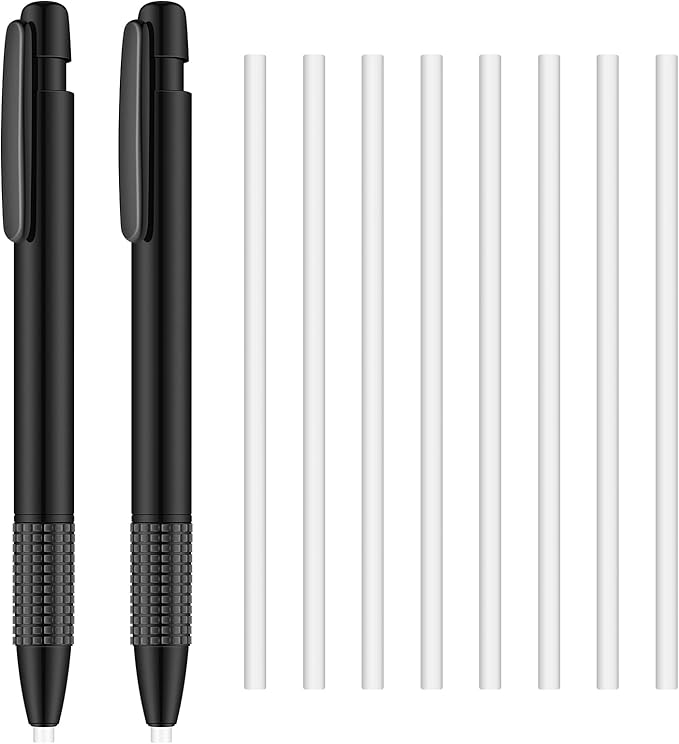 Eersida Retractable Eraser and Refill Mechanical 3.8 mm Pen Style Art Erasers for Artists Drawing Painting, Students Teacher Adult Office School Home(2 Packs)-DeskLoop Office
