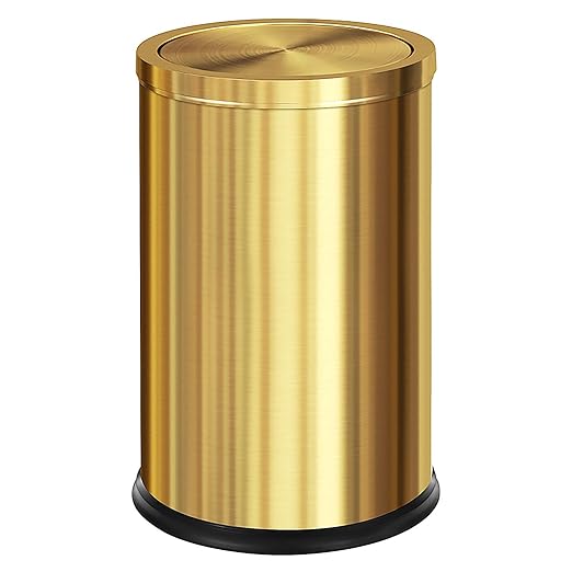 Brushed Gold Bathroom Trash Can with Swing Lid 4.7Gallon,Stainess Steel Garbage Can Trash Bin Wastebaskets for Kitchen,Office,Bedroom (Gold, 4.7 Gallon)-DeskLoop Office