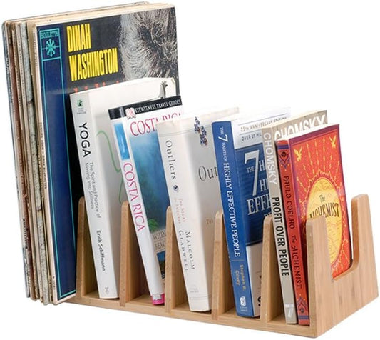 MobileVision Bamboo Versatile 6 Dividers/Sections Orgainzer for Book Rack, Video, CD, Record Organizer (7" L x 14" W x 5 H)-DeskLoop Office