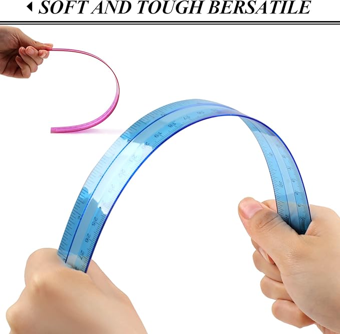 6PCS Clear Ruler, 12 Inch Plastic Rulers for School, Home, or Office, Clear Plastic Rulers, Assorted Colors.-DeskLoop Office