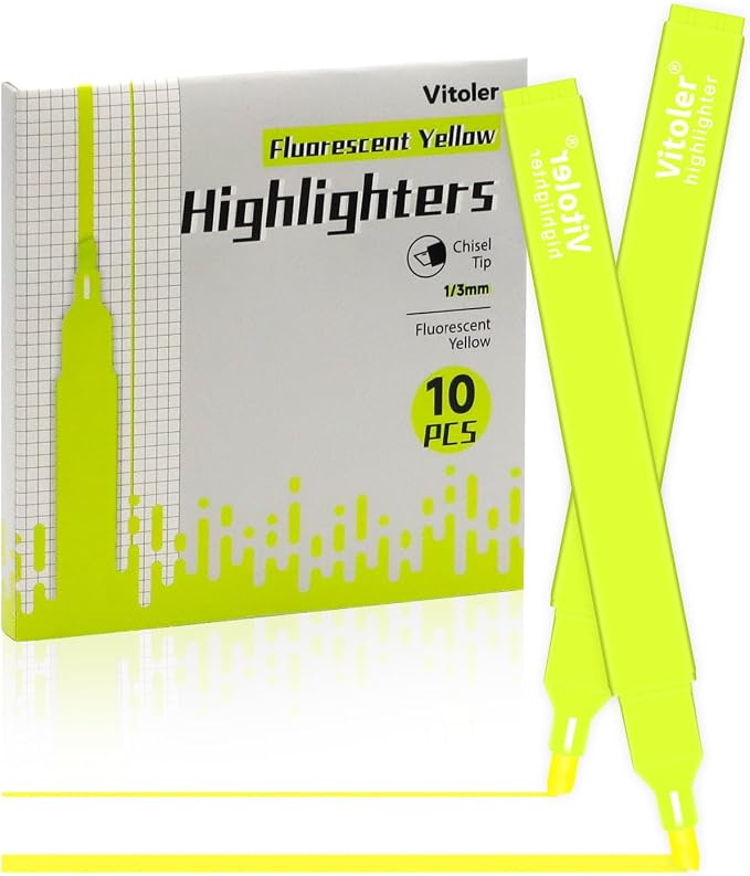 Vitoler Yellow Highlighters, Bright Color Dry Fast, Chisel Tip, long lasting - Image 7