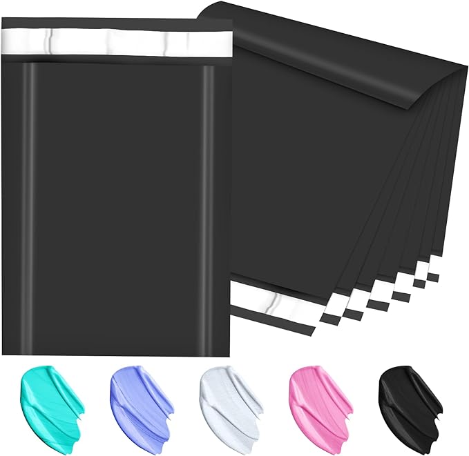 Poly Mailers 10x13 Inch 200 Pcs, Black Shipping Bags, Mailing Envelopes with Self Seal Adhesive Strip, Waterproof and Tear-Proof Poly Bags for Non-Fragile Items-DeskLoop Office
