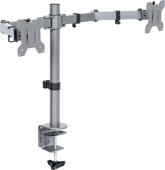 VIVO Dual Monitor Desk Mount, Heavy Duty Fully Adjustable Steel Stand, Holds 2 Computer Screens up to 30 inches and Max 22lbs Each, Gray Color, STAND-V002-GY-DeskLoop Office