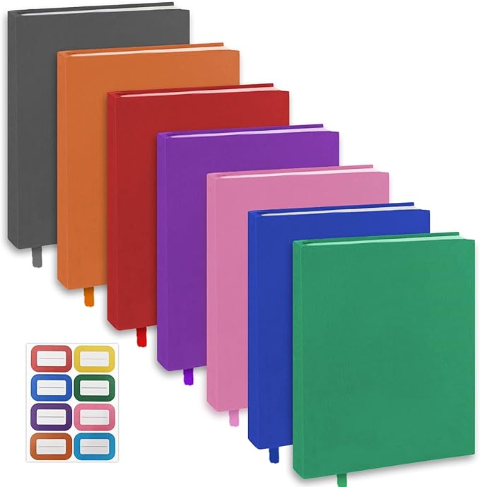 KICNIC Jumbo Book Covers 7 Pack, 9x11 Inch Stretchable Book Sox Suitable for Most Hardcover Books, Up to 10 Inch x 12.5 Inch, Washable and Reusable Protective Textbook Covers with Label Sticker-DeskLoop Office