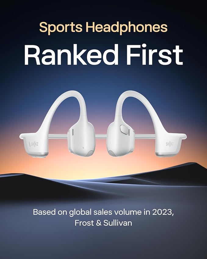 SHOKZ New OpenRun Pro 2 - Open-Ear, Bone Conduction Sport Headphones - with Reflective Strip - Sweat Resistant, Workout Headphones - Secure, Wireless, Comfortable Fit-Deep Bass and Smart Mic App-DeskLoop Office