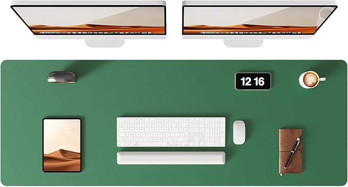 YSAGi Leather Desk Pad Protector, Office Desk Mat, Large Mouse Pad, Non-Slip PU Leather Desk Blotter, Laptop Desk Pad, Waterproof Desk Writing Pad for Office and Home (Jade Green, 47" x 17")-DeskLoop Office