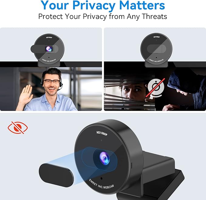 EMEET C950 Webcam for PC, 1080P Webcam with Microphone&Privacy Cover, Auto Light Correction, 70° FOV for Personal Use, Plug&Play Web Cam Protect Data, Perfect for Office Professionals&Remote Workers-DeskLoop Office