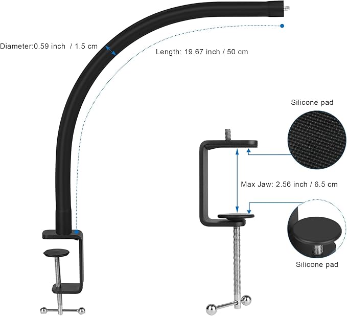 Webcam Stand for Desk,50cm Gooseneck Arm Compatible with Logitech Webcam C920 / C920S / C920x / C922 / C922x / C925e / C930 / C930e / C615 / C960 / BRIO 4K / NexiGo N60 / iPhone/Ring Light-DeskLoop Office
