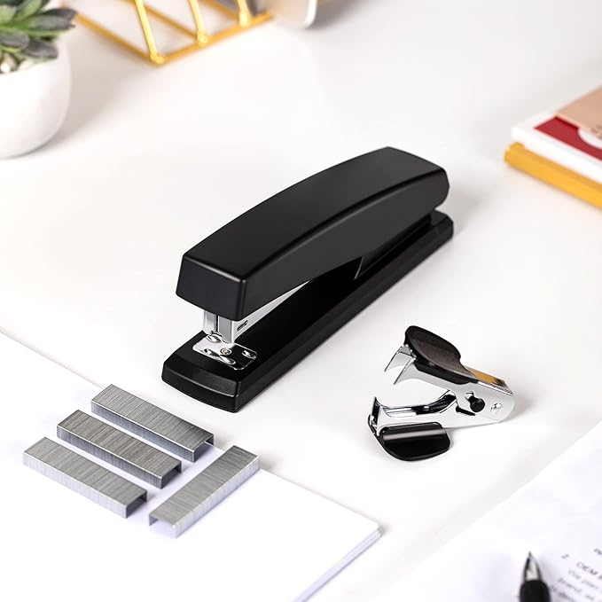Deli Stapler, Desktop Stapler, Office Stapler, 25 Sheet Capacity, Includes 1000 Staples and Staple Remover, Black-DeskLoop Office