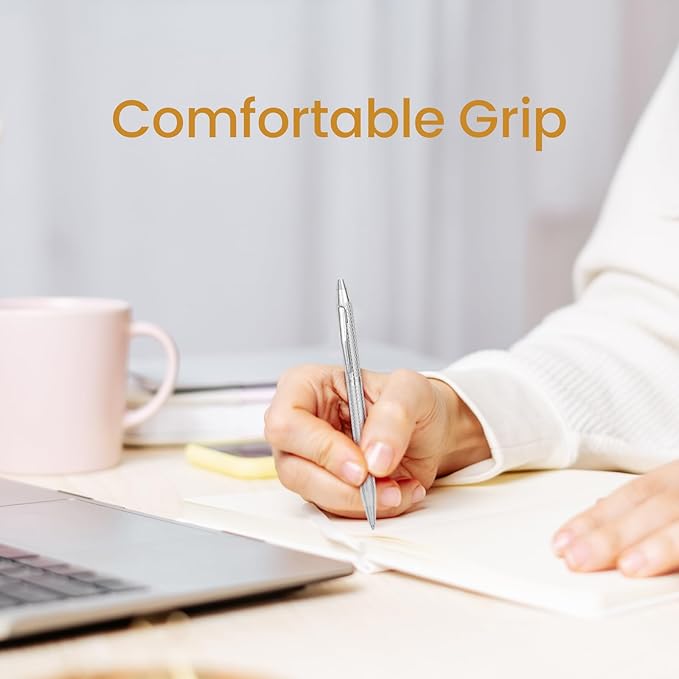 Cambond Ballpoint Pens Fancy Pens - Wedding Guest Book Metal Pen Uniform Christmas Gift Sliver Pen Black Ink 1.0mm Medium Point, 3 Pens with 3 Refills (Silver)-DeskLoop Office