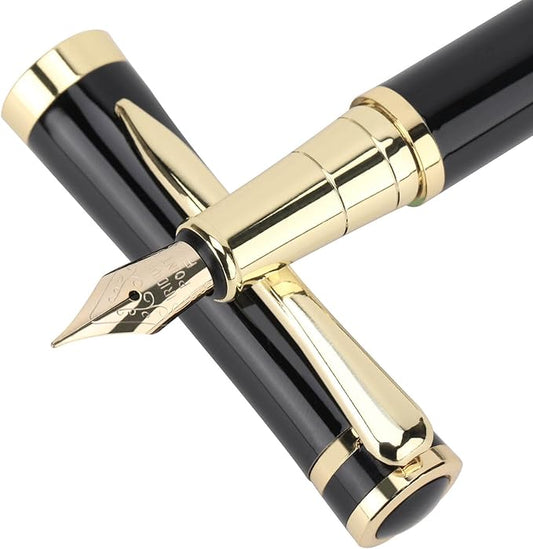 Cheericome Fountain Pen - Ink Pen for Smooth Writing - Exquisite Fountain pen gift set for Men & Women - Fountain Pen Fine Nib,Includes 10 Ink Cartridges and Ink Refill Converter - Black-DeskLoop Office